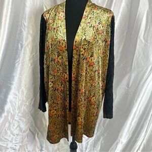 Mystree Velvet & Lace Floral Kimono Blazer – Boho Cottage Goth Festival Layer